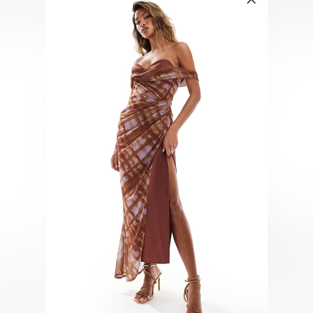 ASOS Wedding guest midi dress with mesh overlay!